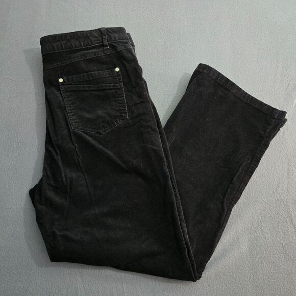 Erika Women 14 Black Straight Leg Corduroy Jeans Stretch - Picture 2 of 14